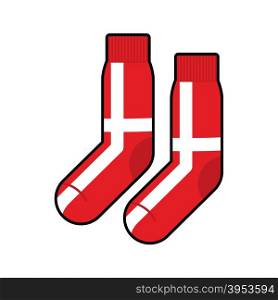 Patriot socks Denmark. Clothing accessory is Danish flag. Vector illustration&#xA;