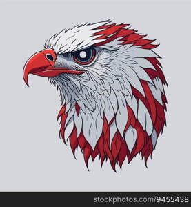 Patriotic Eagle T-Shirt Design  Detailed Art with Indonesia Flag Colors and Studio Ghibli Flair