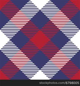 Patriotic Tartan Seamless Patterns. USA flag inspired the background. Trendy vector illustration for wallpapers.