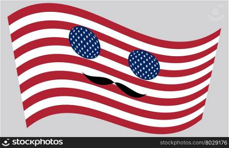 Patriotic USA icon in style of American flag waving with mustaches. Patriotic USA icon with mustaches
