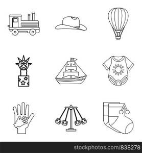 Patronage icons set. Outline set of 9 patronage vector icons for web isolated on white background. Patronage icons set, outline style