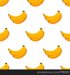 Pattern banana. Bunches of fresh banana fruits isolated on white background, collection. Vector stock illustration.