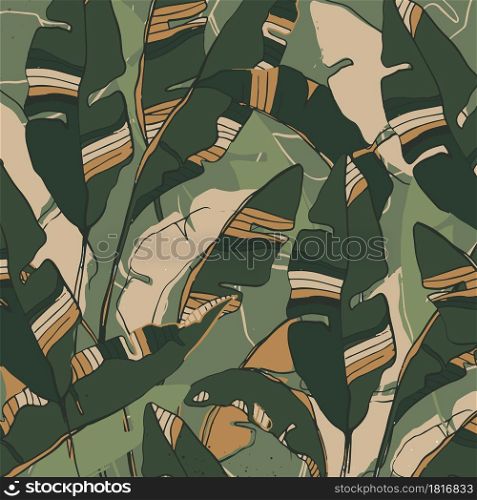 Pattern banana tree and leaves it is a tropical plant background. vector design.