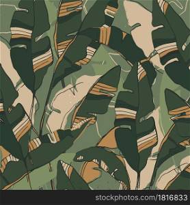 Pattern banana tree and leaves it is a tropical plant background. vector design.