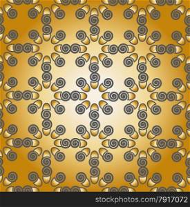 Pattern composed of unusual original shapes repeated in a circle on the Golden background