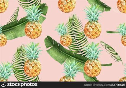 Pattern design with classis tropical theme, butterfly with tropical plants vector illustration.