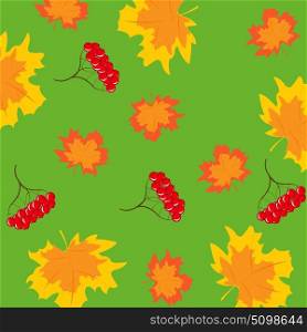 Pattern from berry and foliages. Grozdi berries and foliage on green background is insulated