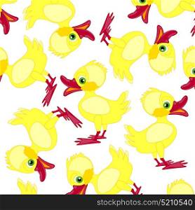 Pattern from duckling. Small yellow duckling on white background is insulated