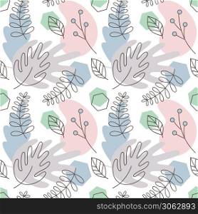 Pattern from tropical leaves. Background for banners, cards, postcards. Vector illustration