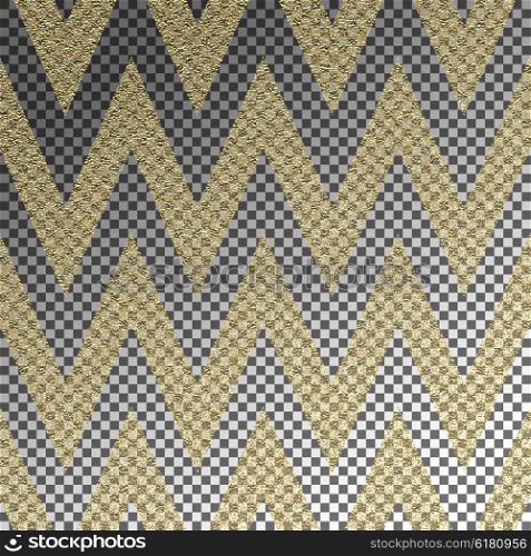 Pattern in zigzag. Classic chevron seamless pattern. Vector design. Gold glitter zigzag Pattern on transparent background. Classic chevron seamless pattern. Vector design