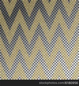 Pattern in zigzag. Classic chevron seamless pattern. Vector design. Gold glitter zigzag Pattern on transparent background. Classic chevron seamless pattern. Vector design
