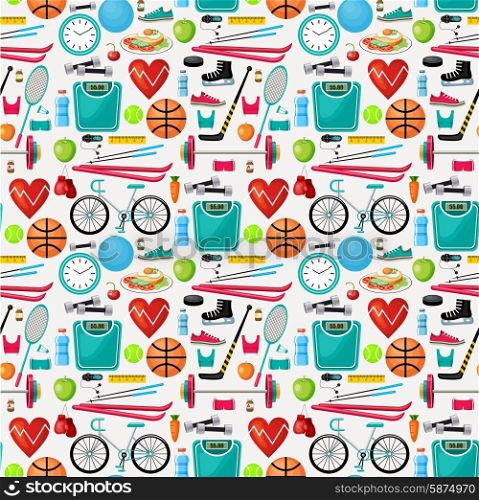 Pattern of a healthy lifestyle. Vector illustration