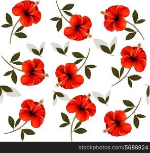 Pattern of beautiful red flowers. Vector.