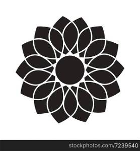 pattern of black lotus flower vector top view