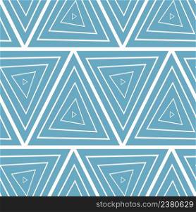 Pattern of white triangles on a blue background. Vector seamless pattern. For fabric, baby clothes, background, textile, wrapping paper and other decoration.