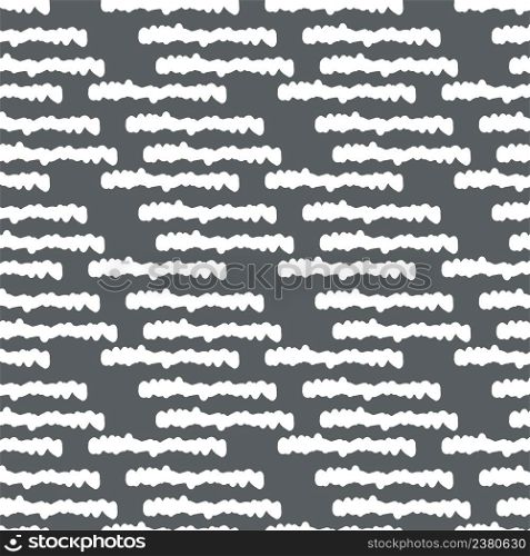 Pattern of white wavy stripes on a gray background. Vector seamless pattern. For fabric, baby clothes, background, textile, wrapping paper and other decoration.
