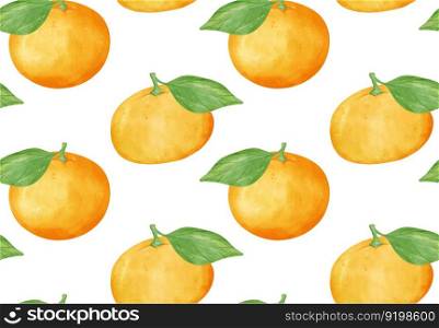 pattern seamless background Watercolor fresh whole orange fruit  hand drawing painted illustration isolated on white background