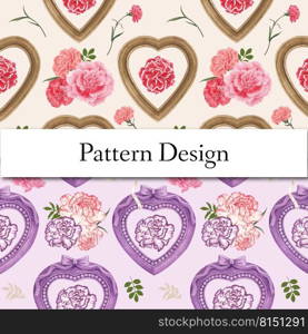 Pattern seamless with carnation flower concept, watercolor style 