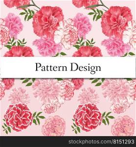 Pattern seamless with carnation flower concept, watercolor style 