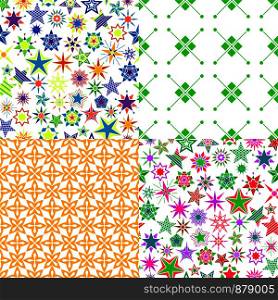 Pattern set with kids colorful cartoon stars, vector illustration. Pattern set with colorful cartoon stars