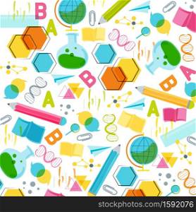 Pattern vector design concept made from pencils. modern design template with school accessories.
