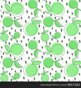 Pattern with abstract green apples on a white background. Background with organic healthy food. Template with fruits for wallpaper, fabric, packaging and design. Pattern with abstract green apples on a white background.