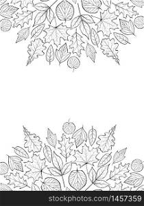 Pattern with autumn leaves.Autumn background. Coloring page for children and adult.Vector illustration.. Pattern with autumn leaves