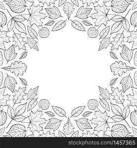 Pattern with autumn leaves.Autumn background.Coloring page for children and adult. Vector illustration.. Pattern with autumn leaves