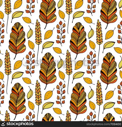 Pattern with autumn leaves. Seasonal seamless background. Vector illustration. Pattern with autumn leaves. Seasonal seamless background. Vector illustration.