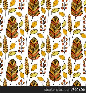 Pattern with autumn leaves. Seasonal seamless background. Vector illustration. Pattern with autumn leaves. Seasonal seamless background. Vector illustration.