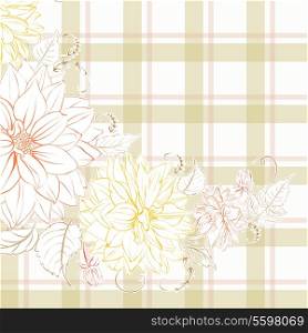 Pattern with chrysanthemum on tile background. Vector illustration.