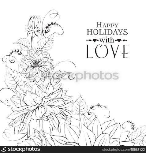 Pattern with chrysanthemum on white background. Vector illustration.