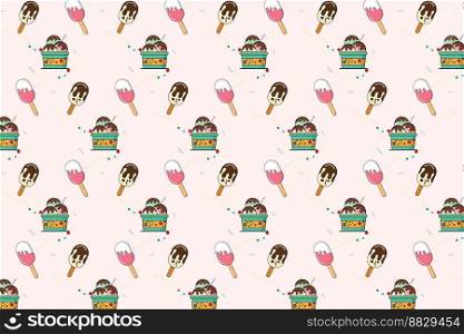Pattern with cup and stick ice cream elements abstract pattern vector background for design illustration