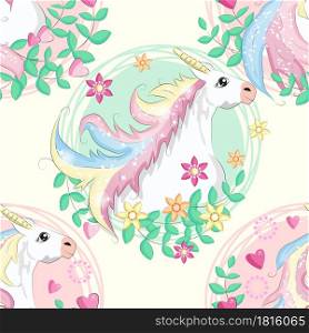 pattern with cute unicorns, clouds,rainbow and stars. Magic background with little unicorns.. pattern with cute unicorns, clouds,rainbow and stars. Magic background with little unicorns