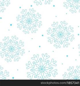 Pattern with falling blue snowflakes. Seamless winter background. Template with snow for wallpaper, festive packaging, decoration.. Pattern with falling blue snowflakes.