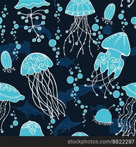 Pattern with marine life vector image