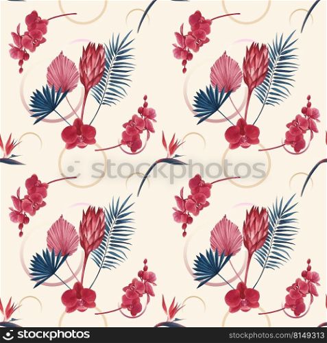 Pattern with p&as floral watercolor vector illustration 