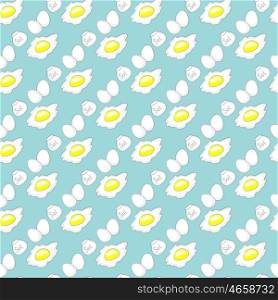 Pattern With Scrambled Eggs And SalT On A GBlue Background