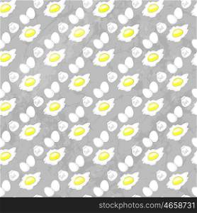 Pattern With Scrambled Eggs And SalT On A Gray Grunge Background