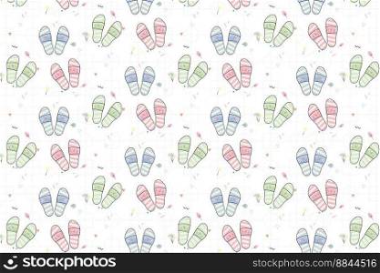 Pattern with slippers in pastel tones abstract pattern vector background for design illustration