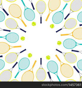 Pattern with tennis rackets and balls.Invitation card.. tennis rackets and balls