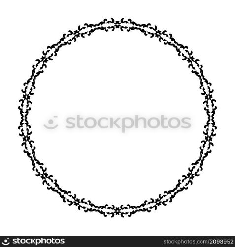 Patterned circular frame. Circular ornament of abstract oriental elements. Black and white. Vector. For invitations, tattoos, marquetry, ceramic tiles, photo album, logo, icons, lace.. Patterned circular frame. Circular ornament