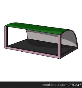 Pavilion for the train station or bus stop icon. Cartoon illustration of pavilion for the train station or bus stop vector icon for web. Pavilion for the train station or bus stop icon