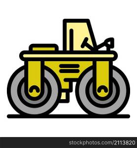 Paving road roller icon. Outline paving road roller vector icon color flat isolated. Paving road roller icon color outline vector