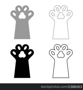 Paw cat pet concept set icon grey black color vector illustration image simple solid fill outline contour line thin flat style. Paw cat pet concept set icon grey black color vector illustration image solid fill outline contour line thin flat style