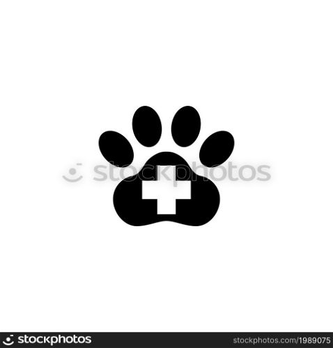 Paw First Aid Cross, Veterinary Clinic. Flat Vector Icon illustration. Simple black symbol on white background. Paw First Aid Cross Veterinary Clinic sign design template for web and mobile UI element. Paw First Aid Cross Veterinary Clinic. Flat Vector Icon illustration. Simple black symbol on white background. Paw First Aid Cross Veterinary Clinic sign design template for web and mobile UI element.
