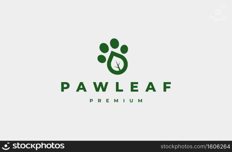 paw leaf foot print logo Design Vector illustration