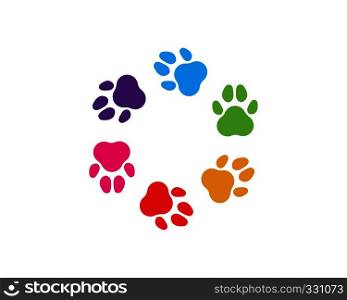 paw logo icon of pet vector template