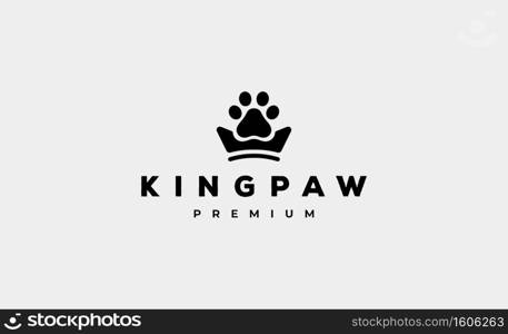 paw print crown logo Design Vector illustration