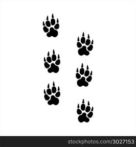 Paw Print Icon, Dog, Cat, Fox Foot Imprint Vector Art Illustration. Paw Print Icon, Dog, Cat, Fox Foot Imprint